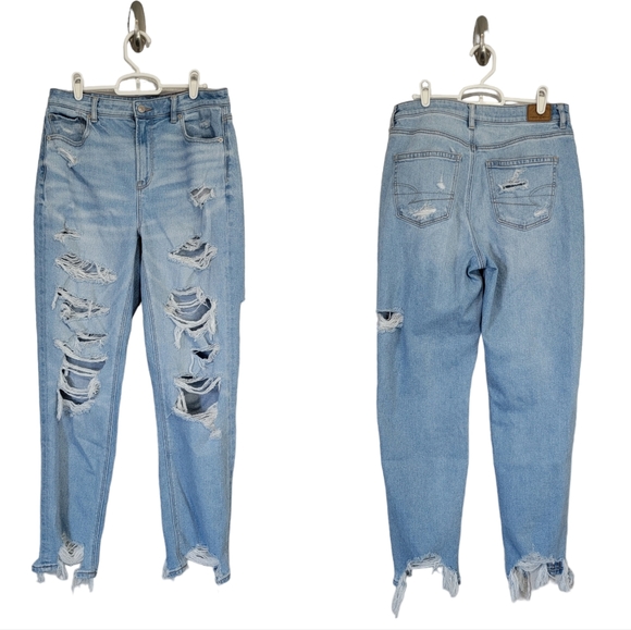 American Eagle Outfitters Denim - American Eagle destroyed stretch light-wash mom jeans